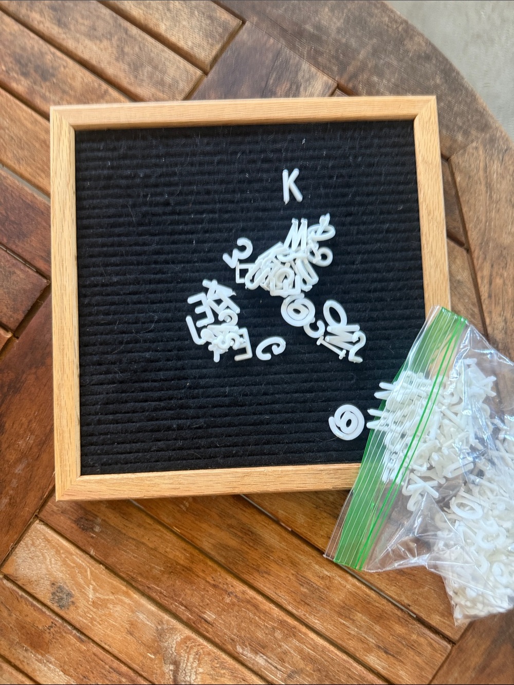 Black Felt Letter Board with Wooden Frame and White Letters